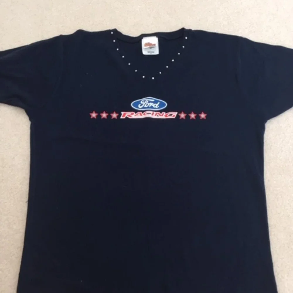 Ford Racing Women’ T-Shirt by Racing Champions Women's with Jeweled V-Neck XL - Picture 4 of 9